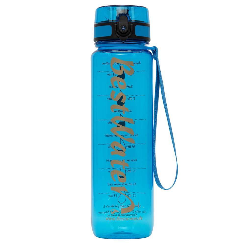 TRITAN Trinkflasche (Gr. L) Clear-Look 1000 ml mit Trink-Skala (dunkelblau)