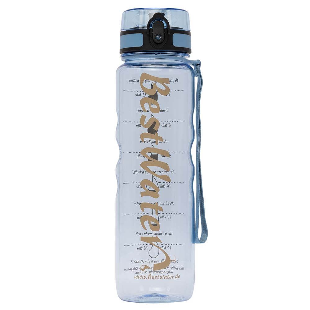 TRITAN Trinkflasche (Gr. L) Clear-Look 1000 ml mit Trink-Skala (hellblau)