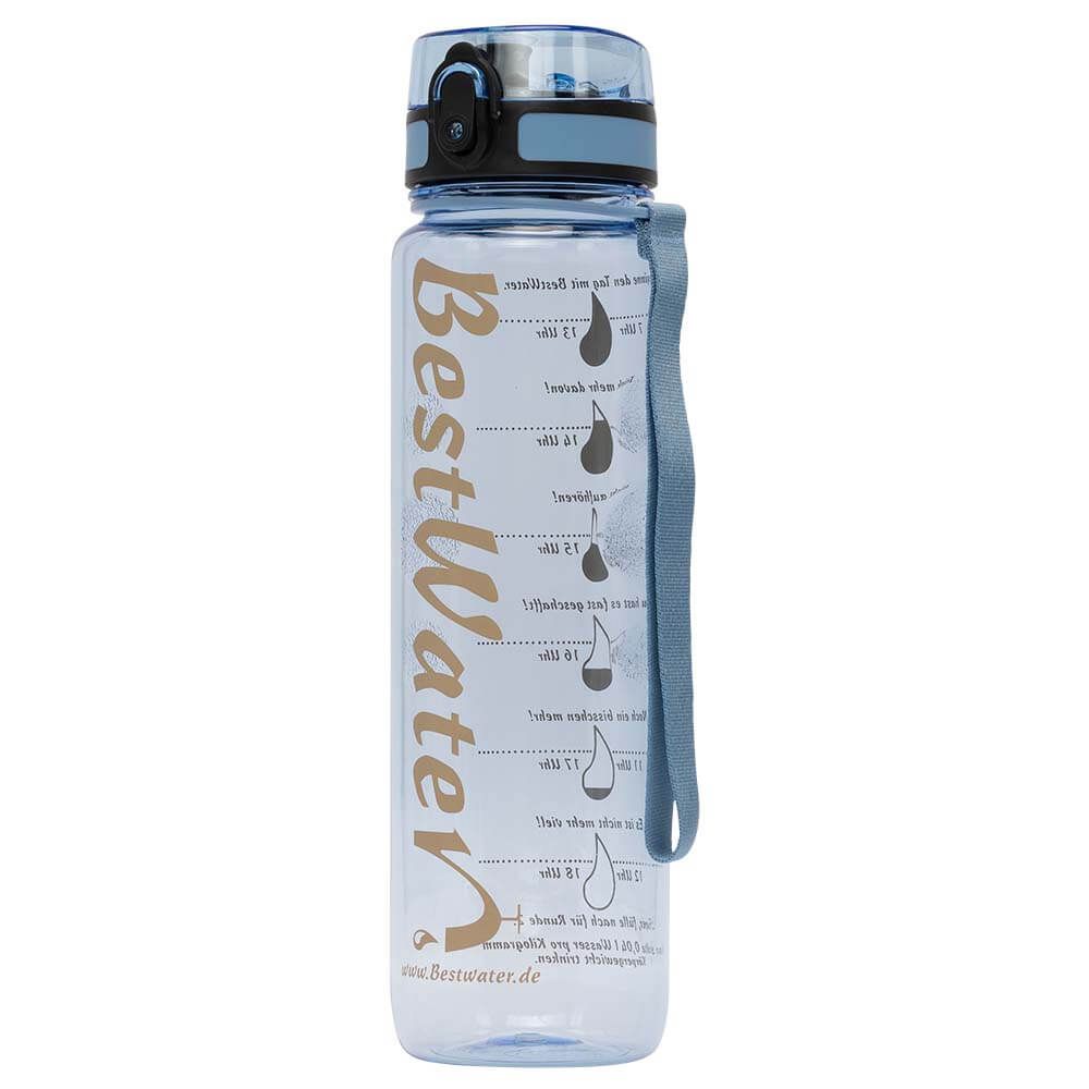TRITAN Trinkflasche (Gr. L) Clear-Look 1000 ml mit Trink-Skala (hellblau)