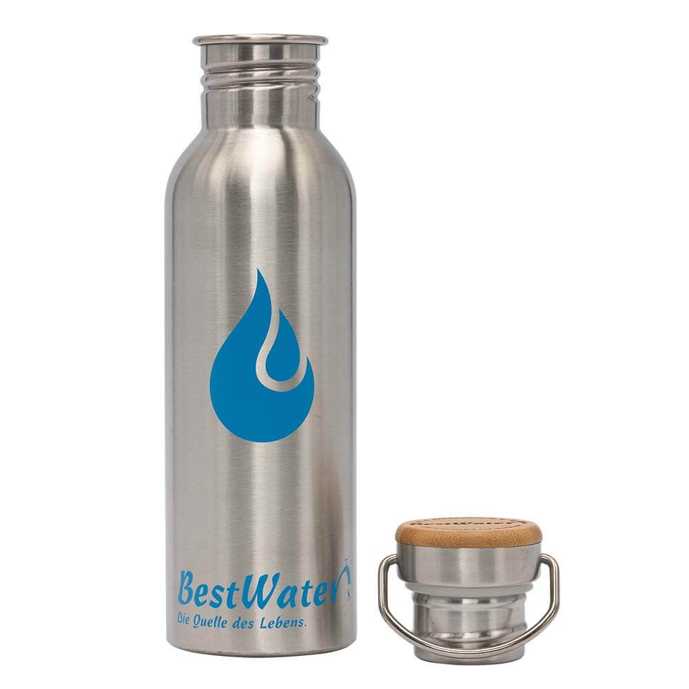 Edelstahl Trinkflasche (Gr. 3) Bamboo-Look 600 ml doppelwandig (matt)