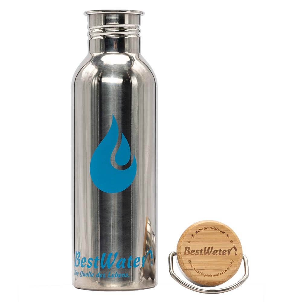Edelstahl Trinkflasche (Gr. 3) Bamboo-Look 750 ml (glänzend)