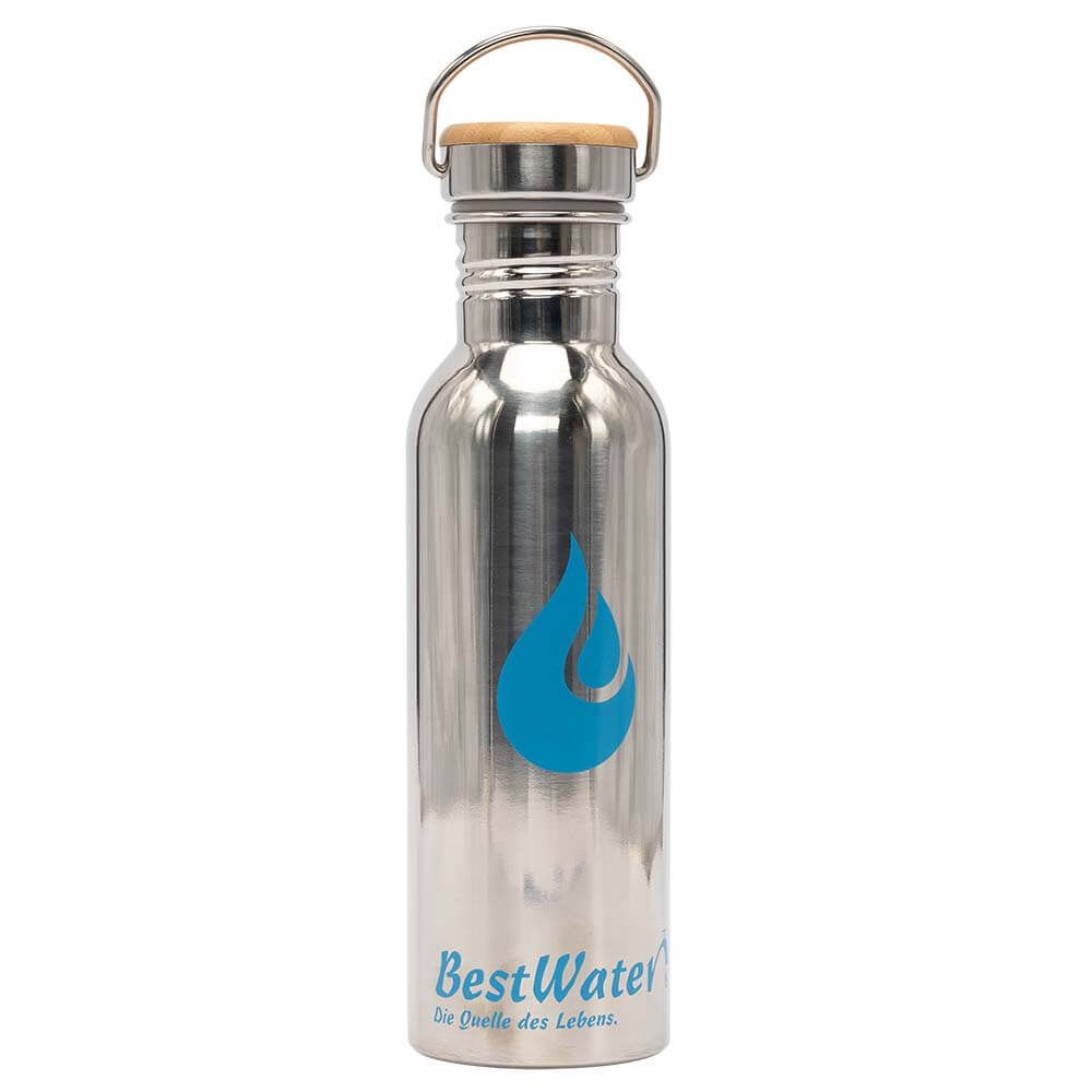 Edelstahl Trinkflasche (Gr. 3) Bamboo-Look 750 ml (glänzend)