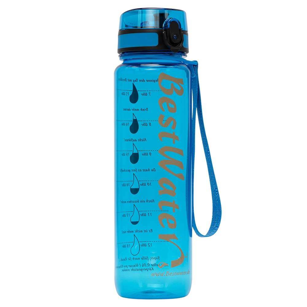 TRITAN Trinkflasche (Gr. L) Clear-Look 1000 ml mit Trink-Skala (dunkelblau)